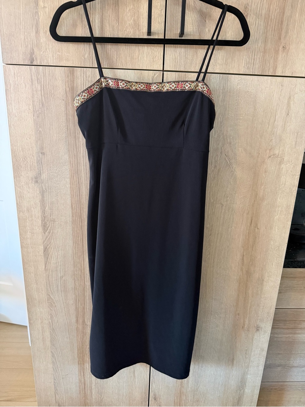 Ricki's - Vintage Black Midi Dress with Embellished Neckline - Picture 3 of 10
